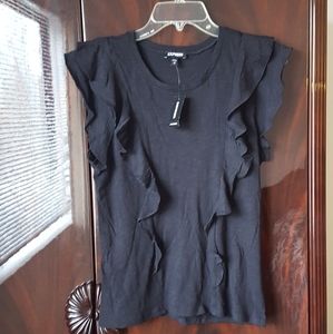 Express Black Ruffle Top